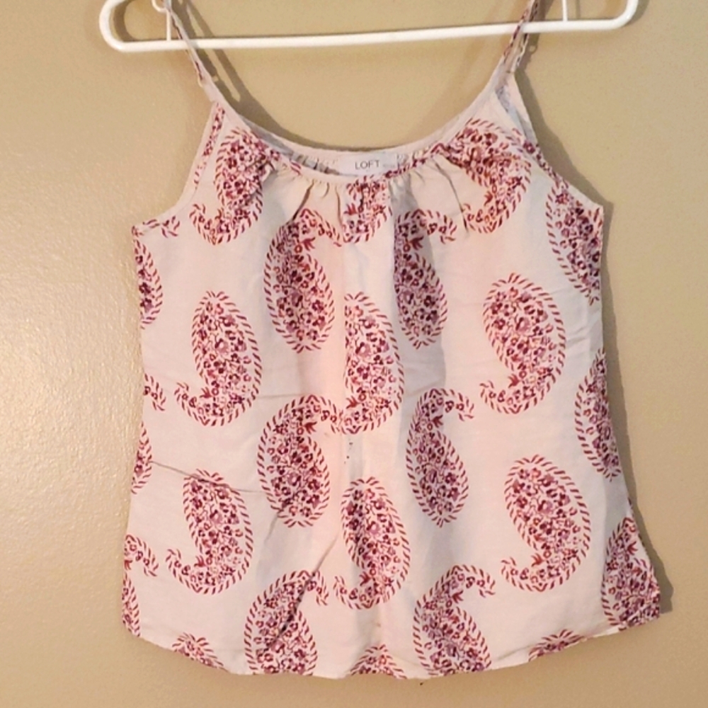 LOFT Women's Camisole with Red Paisley Print